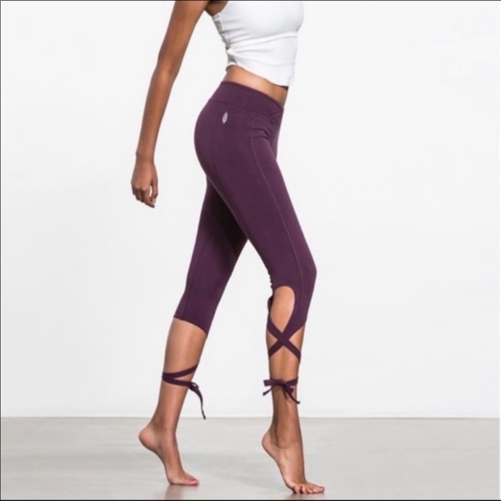 Anthropologie Free People leggings Sz medium tie leg barre yoga - Picture 8 of 8